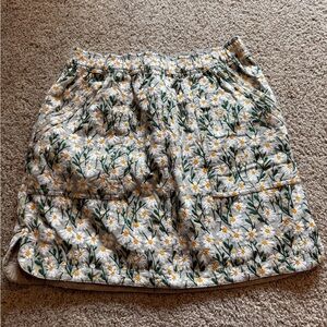 Anthropologie Maeve Embroidered Floral Mini Skirt - Yellow and Green